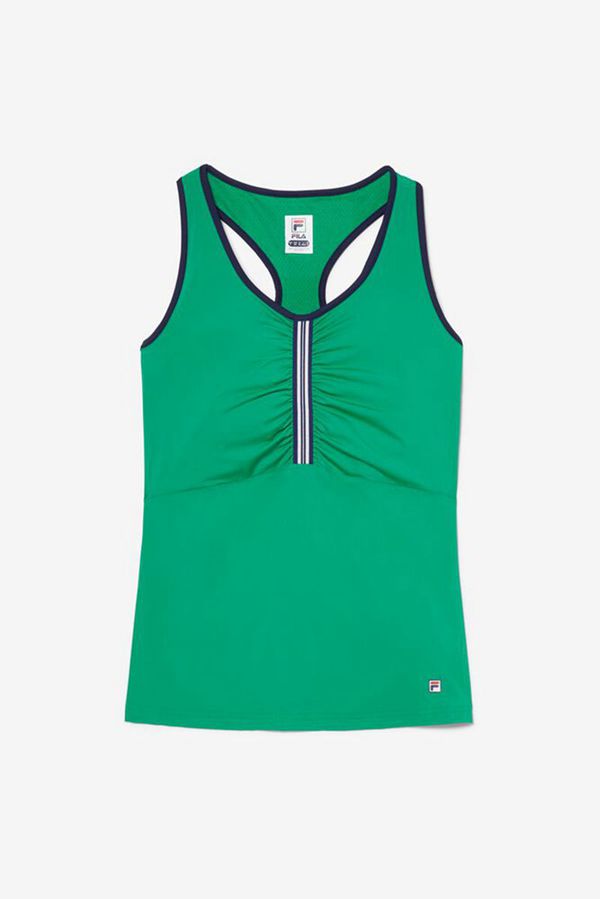 Tops De Alças Fila Mulher Verdes/Azul Marinho - Fila Heritage Racerback Tennis Portugal Lojas,NOXW-5